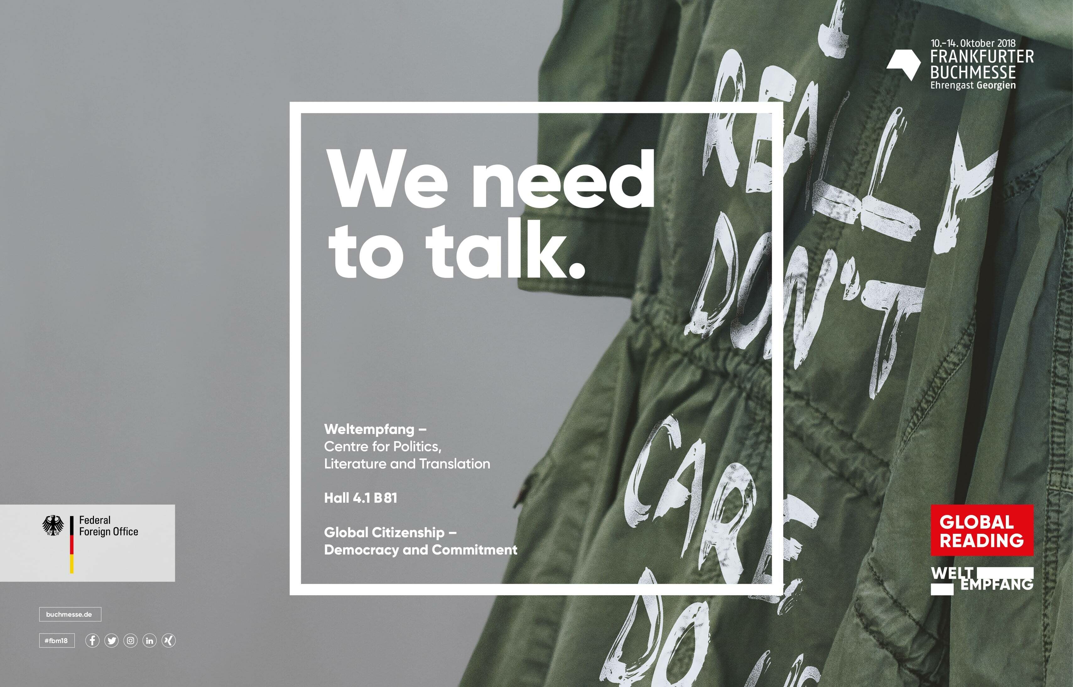 Frankfurter Buchmesse Weltempfang Slogan: We need to talk